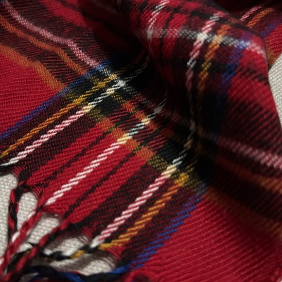 Gently Used Scarf-Gorgeous Red/Blue/Black Plaid-Twisted Fringe-12x65 - Picture 3 of 13